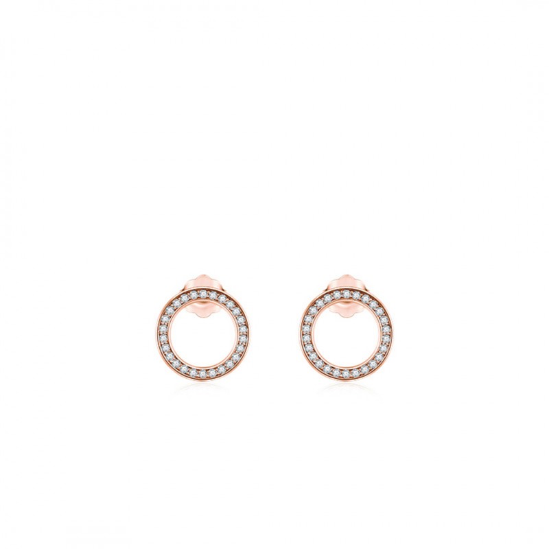 Minimalist Stud Earrings with Full Diamond Hollow Round Design